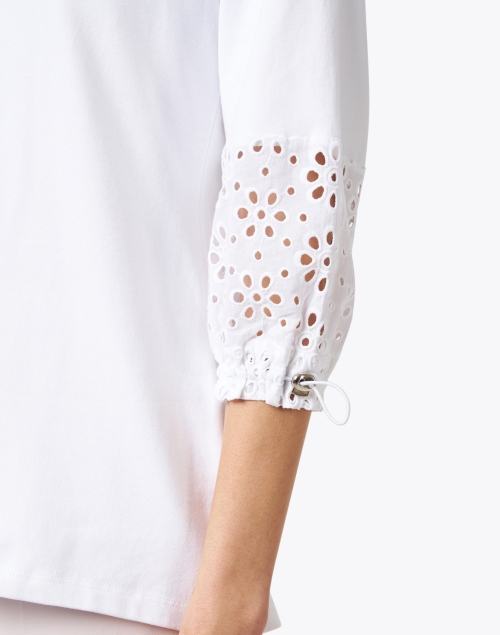 Extra_1 image - E.L.I. - White Eyelet Cuff Detail Top