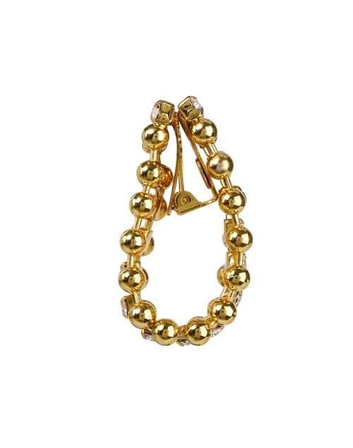 Back image - Kenneth Jay Lane - Gold and Crystal Drop Clip Hoop Earrings