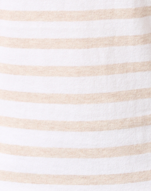 Fabric image - Kinross - White and Beige Striped Cotton Cashmere Sweater