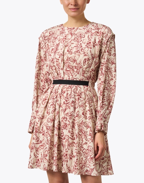 Front image - Jason Wu - Red Floral Print Pleated Dress