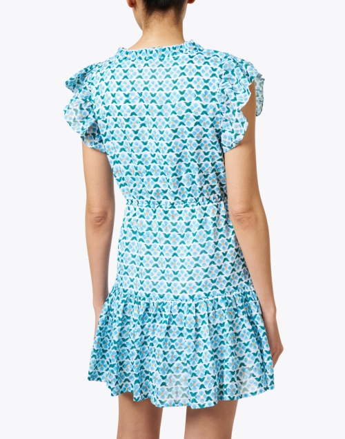 Back image - Oliphant - Turquoise Print Cotton Mini Dress