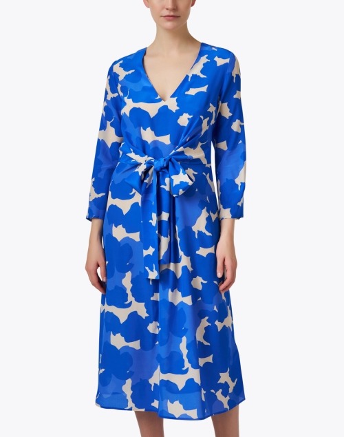 Front image - Rosso35 - Blue Floral Silk Dress