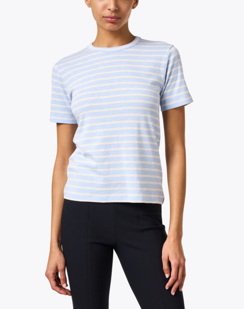 Front image - Vince - Light Blue Striped T-Shirt