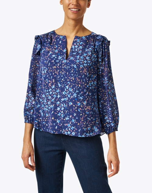 Front image - Shoshanna - Clover Navy Print Top