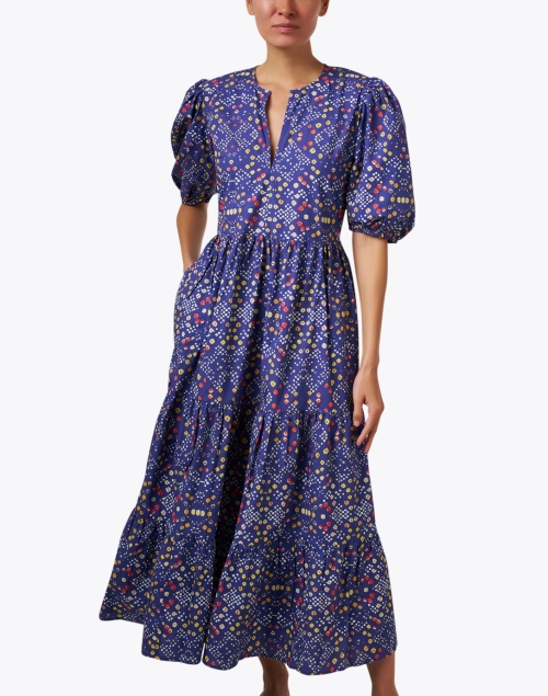 Front image - Oliphant -  Indigo Multi Print Cotton Dress