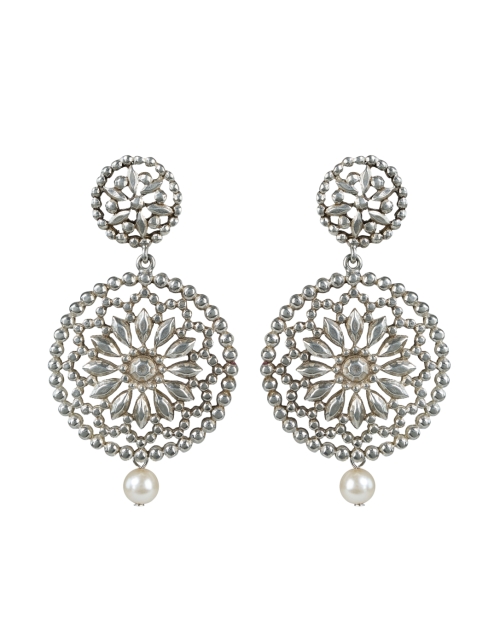 Product image - Ben-Amun - Silver Medallion Pearl Drop Earrings