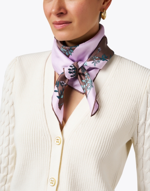 Lilac and Brown Silk Scarf