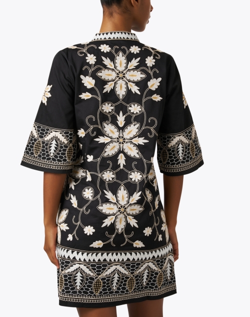 Back image - Figue - Lynne Black Floral Embroidered Dress