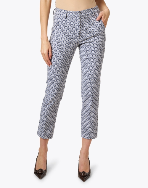 Front image - Weekend Max Mara - Papaia Blue Print Stretch Trouser