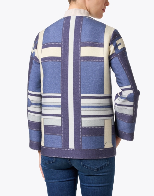 Back image - Rani Arabella - Blue Printed Wool Jacket