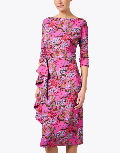 Front image - Chiara Boni La Petite Robe - Muhe Pink Print Stretch Jersey Dress