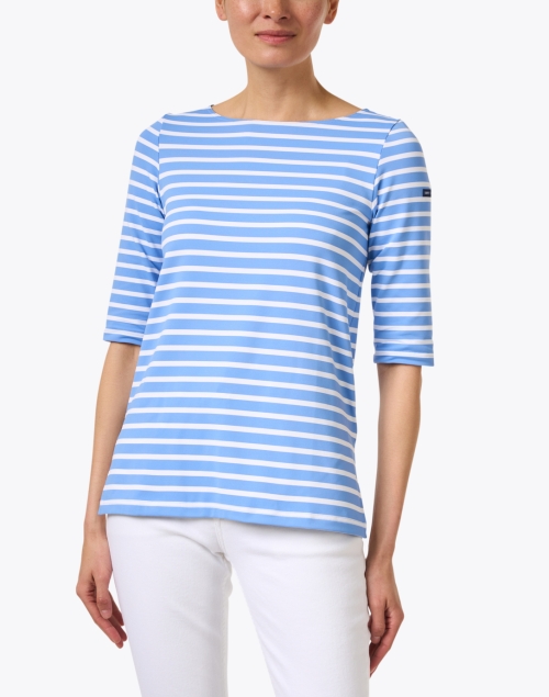 Front image - Saint James - Phare Blue and White Striped Shirt