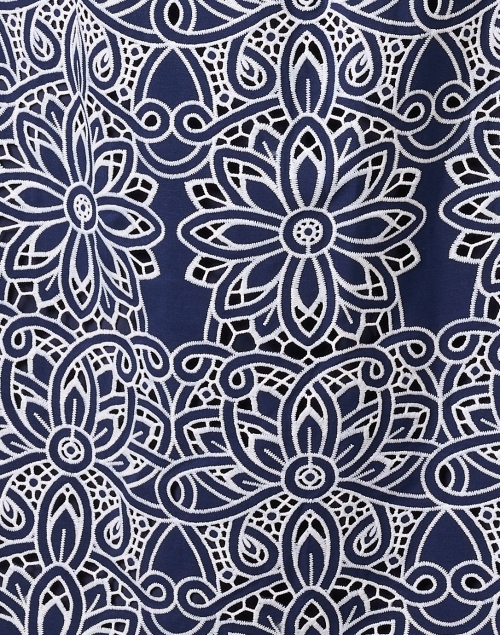 Fabric image - Shoshanna - Orla Navy and White Embroidered Eyelet Dress