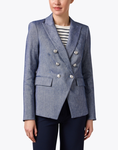 Front image - Veronica Beard - Miller Blue Linen Dickey Jacket