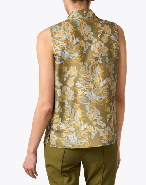 Back image - Lafayette 148 New York - Green Floral Print Silk Blouse