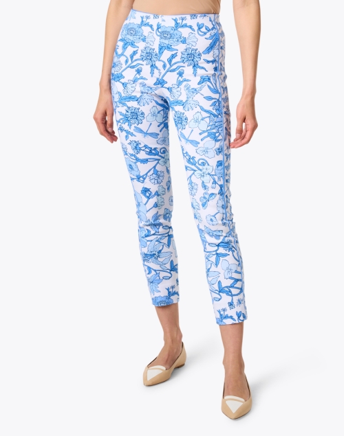 Front image - Gretchen Scott - Blue Floral Print Pull On Pant
