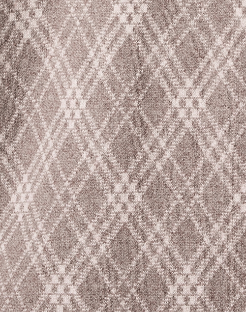 Fabric image - Kinross - Taupe Plaid Cashmere Cardigan 