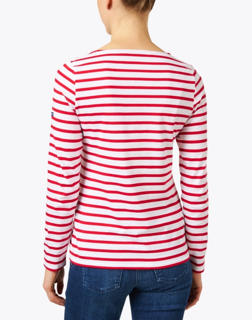Back image - Saint James - Minquidame White and Red Striped Cotton Top