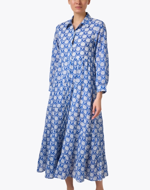 Front image - Ro's Garden - Jinette Blue Floral Print Maxi Dress