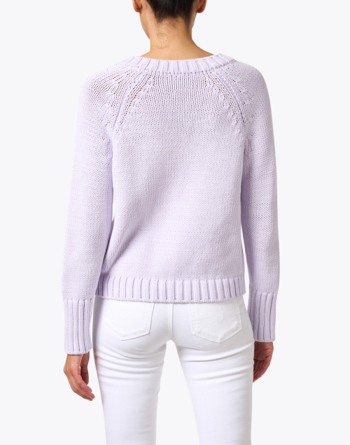 Back image - White + Warren - Purple Cotton V-Neck Sweater