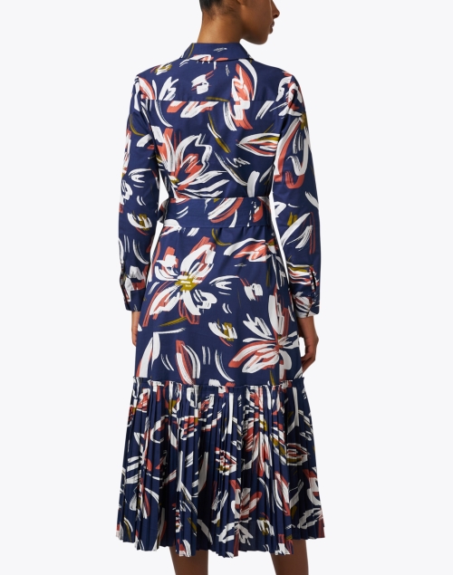 Back image - Shoshanna - Tori Navy Floral Printed Dress