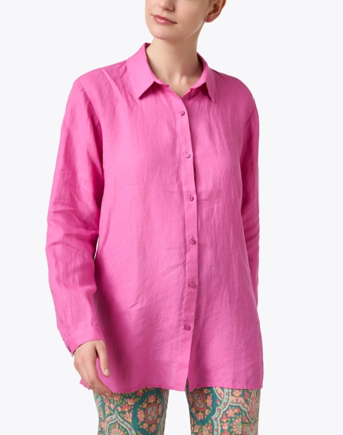 Front image - Eileen Fisher - Pink Linen Shirt