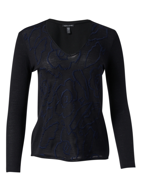 Product image - WHY CI - Black Floral Embroidered Wool Sweater