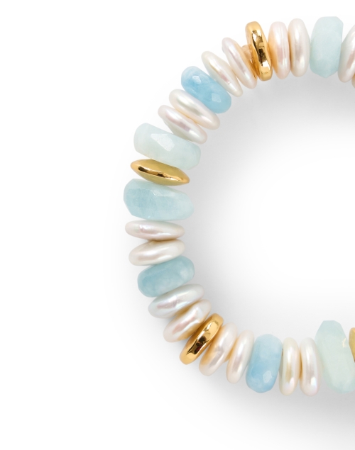 Front image - Nest - Aquamarine and Pearl Stretch Bracelet