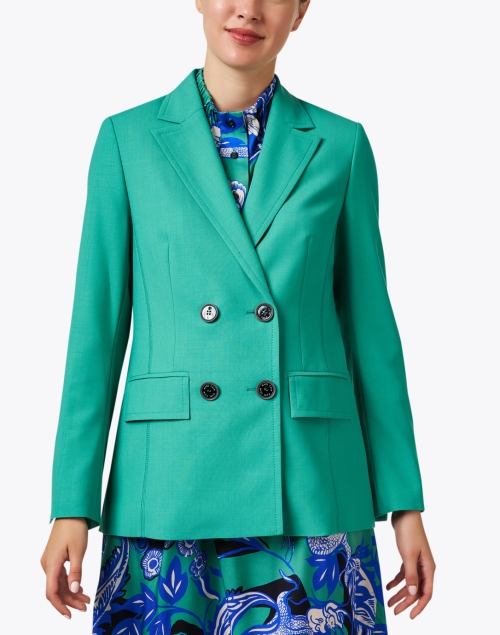 Front image - Marc Cain Sports - Teal Green Double Breasted Blazer