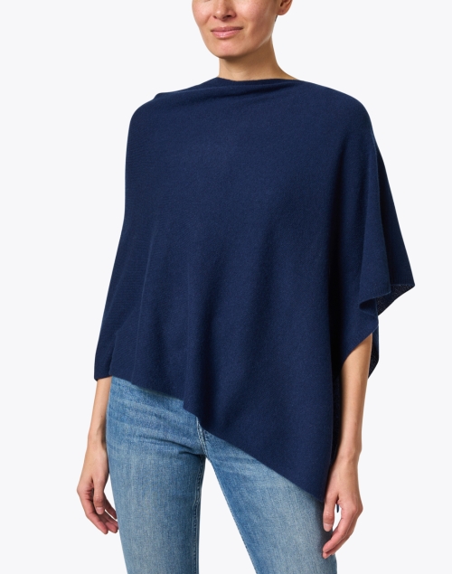 Front image - Kinross - Navy Cashmere Poncho