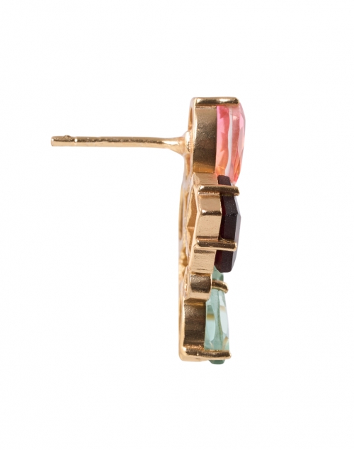 Back image - Atelier Mon - Rouge Garnet, Green Quartz, Crystal Rose Cluster Stud Earrings