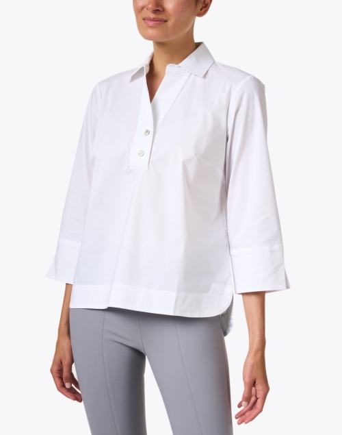 Front image - Hinson Wu - Aileen White Button Back Stretch Poplin Shirt