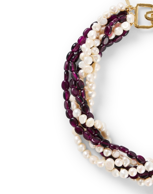 Front image - Kenneth Jay Lane - Amethyst and Pearl Multi Strand Necklace