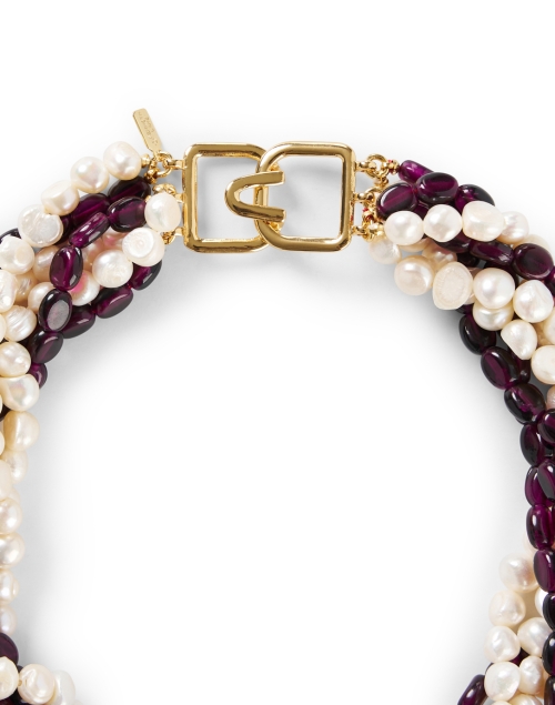 Back image - Kenneth Jay Lane - Amethyst and Pearl Multi Strand Necklace