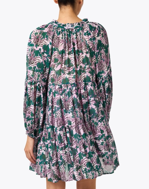 Back image - Oliphant - Pink and Green Print Cotton Silk Dress