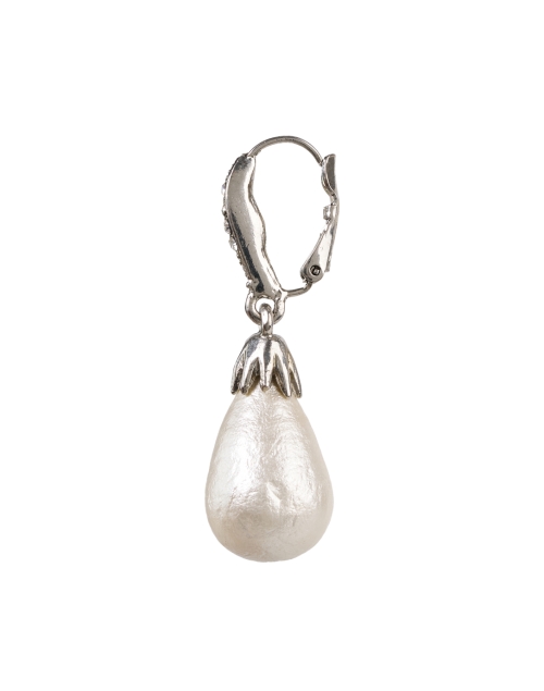 Back image - Oscar de la Renta - Silver Pave Pearl Drop Earrings