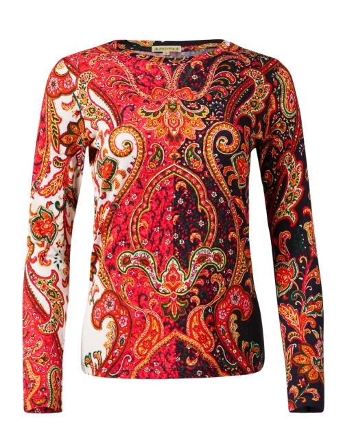 Product image - Pashma - Red Black and White Print Cashmere Silk Sweater