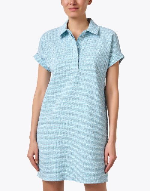 Front image - Peace of Cloth - Kyle Blue Seersucker Polo Dress