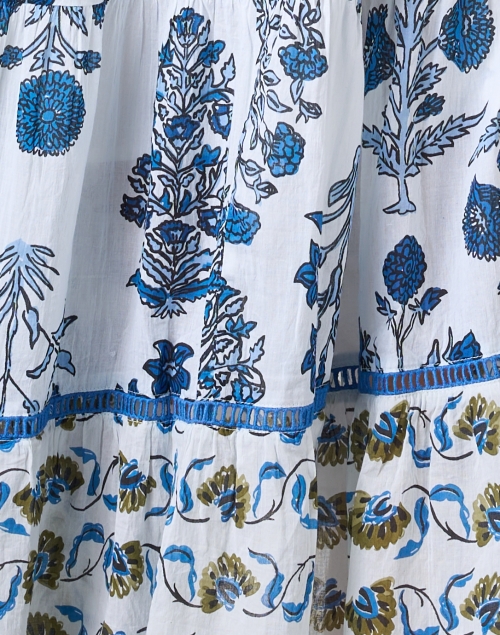 Fabric image - Ro's Garden - Daphne White and Blue Floral Dress