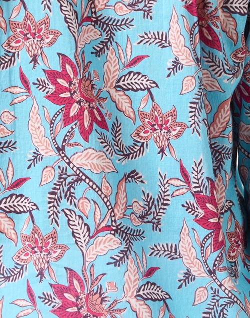 Fabric image - Ro's Garden - Deauville Blue and Pink Print Shirt Dress