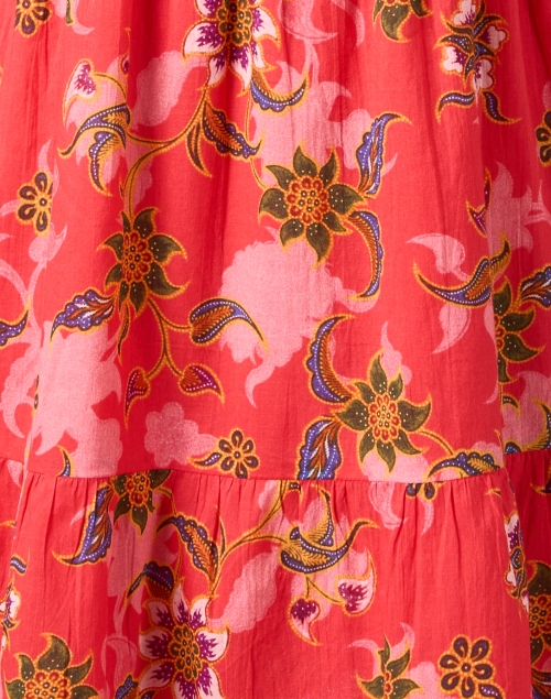 Fabric image - Ro's Garden - Romy Red Floral Print Shirt Dress