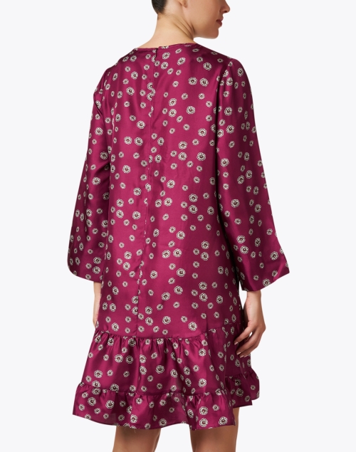 Back image - Rosso35 - Burgundy Floral Silk Dress