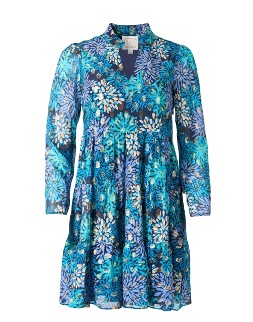 Product image - Sail to Sable - Blue Multi Print Metallic Silk Tunic Dress