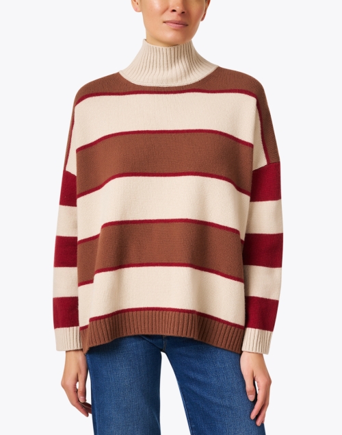 Front image - Weekend Max Mara - Benito Beige Multi Stripe Wool Sweater