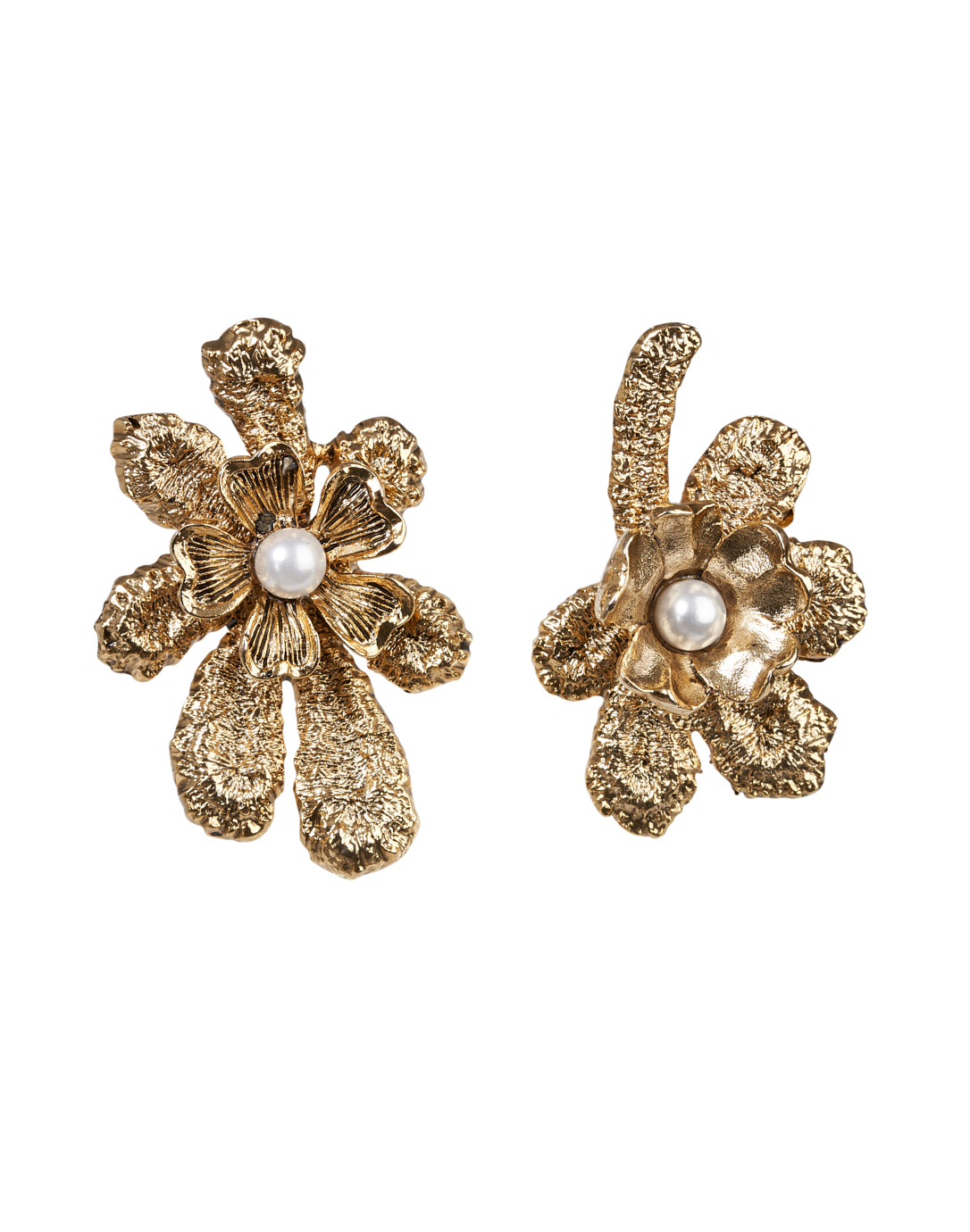 Rhinestone Gold Floral Stud Earrings