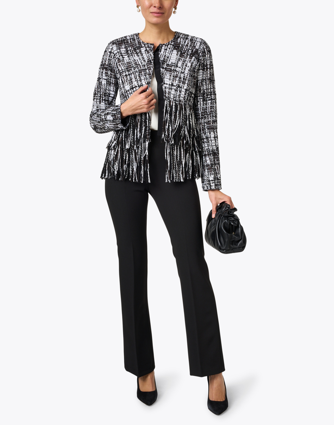 Black and White Tweed Fringe Jacket