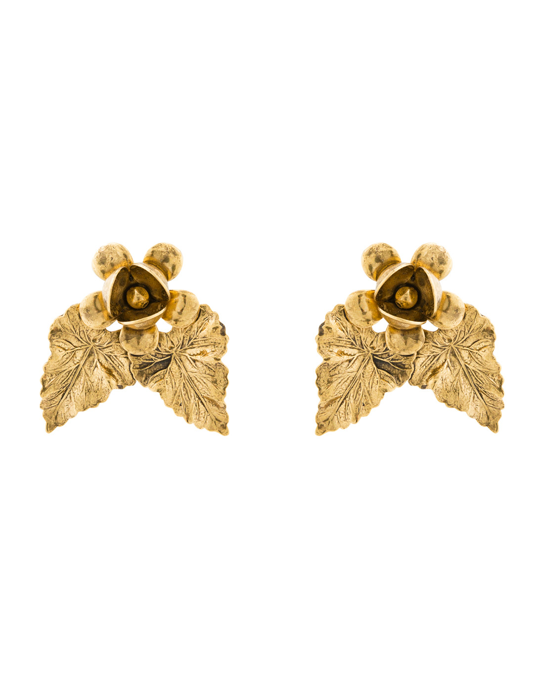 gold leaf stud earrings