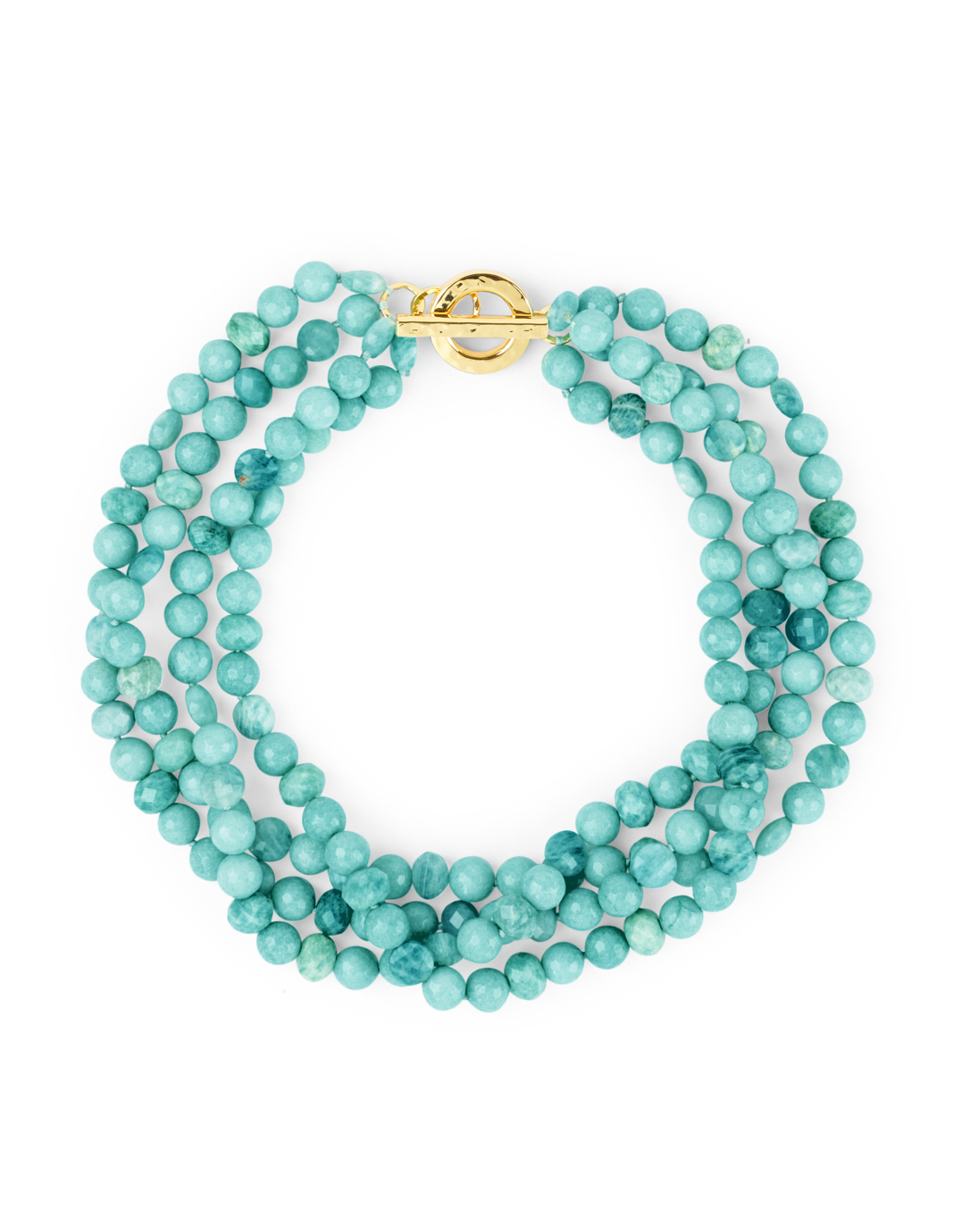 Amazonite Bead Triple Strand Necklace