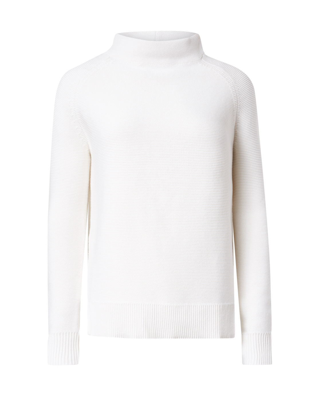 White Garter Stitch Cotton Sweater