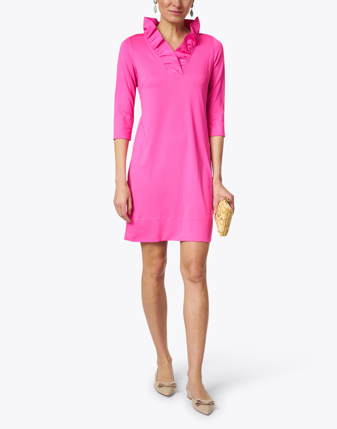 Pink Ruffle Neck Dress | Gretchen Scott